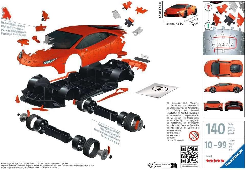 Ravensburger 3D Puzzle | Lamborghini Huracan Evo 108pc - STEAM Kids Brisbane