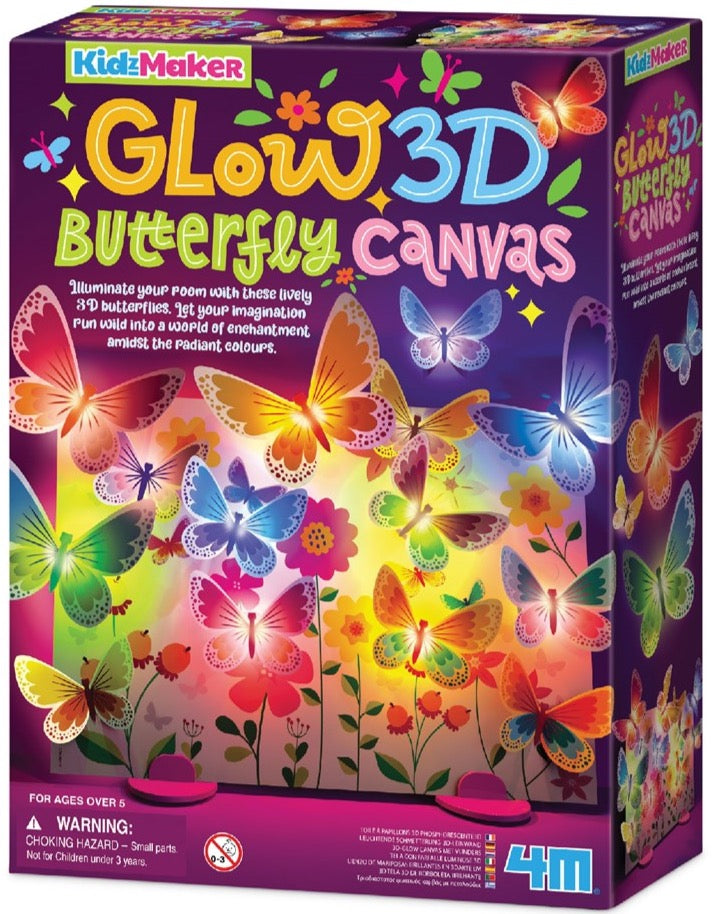 3D Glow Butterfly Canvas | KidzMaker - 4M - STEAM Kids Brisbane