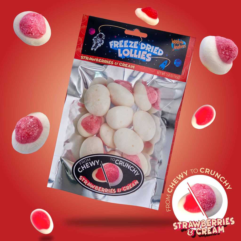 Large Freeze Dried Strawberries and Cream Lollies | Heebie Jeebies - STEAM Kids Brisbane