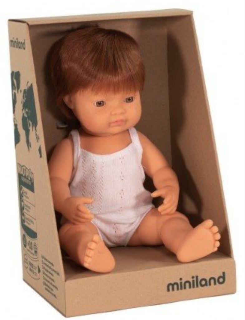 Miniland 38cm Anatomically Correct Doll - Caucasian Boy Red Head - STEAM Kids Brisbane