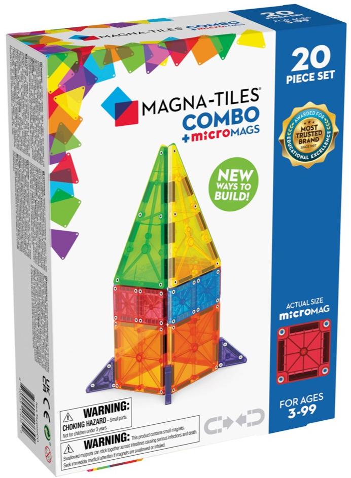 Magna Tiles Combo + MicroMAGS - 20 Piece Magnetic Construction Set - STEAM Kids Brisbane