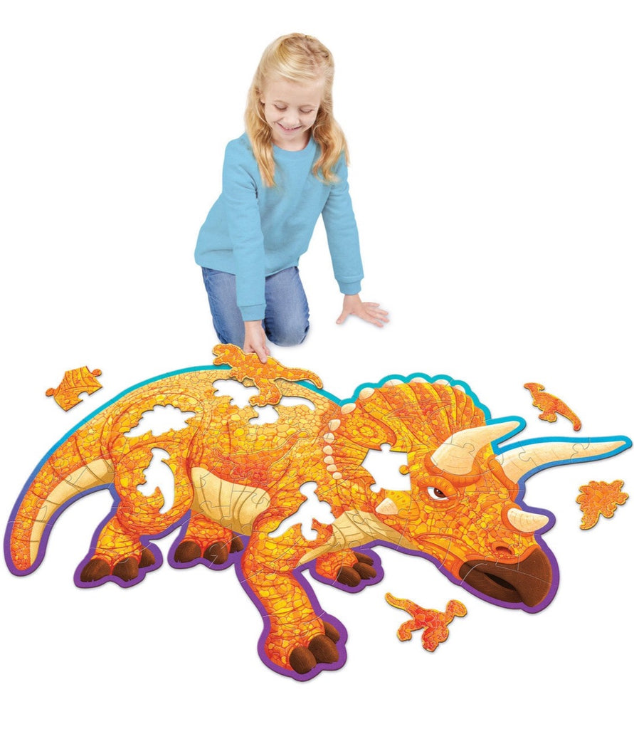 Triceratops Shiny Floor Puzzle 52 Piece | Peaceable Kingdom - STEAM Kids Brisbane