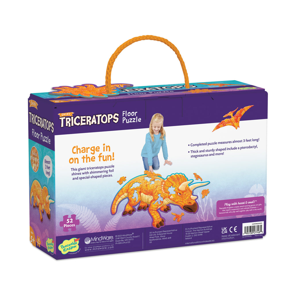 Triceratops Shiny Floor Puzzle 52 Piece | Peaceable Kingdom - STEAM Kids Brisbane