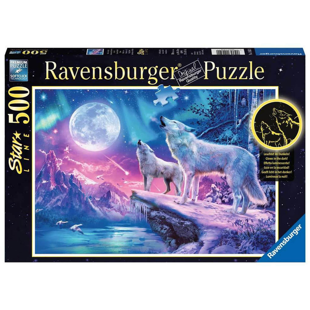 Ravensburger 500 Piece Puzzle | Wolf in Northern Lights Starline - STEAM Kids Brisbane