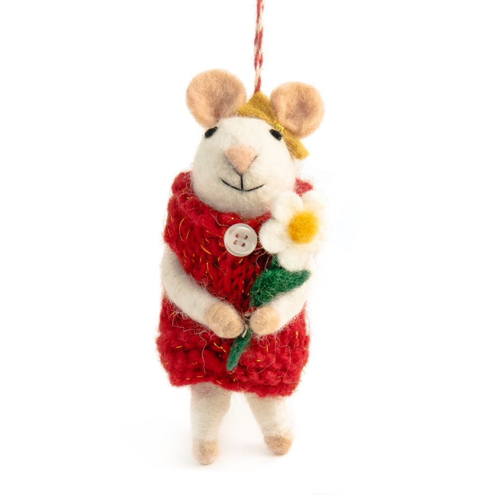 Handmade Melody the Mouse Christmas Decoration | 100% NZ Felted Wool - STEAM Kids Brisbane