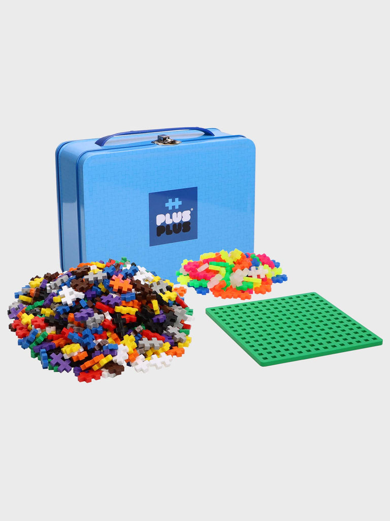 Plus-Plus Mini Metal Suitcase | Basic Colours | 600 Pieces & Baseplate - STEAM Kids Brisbane