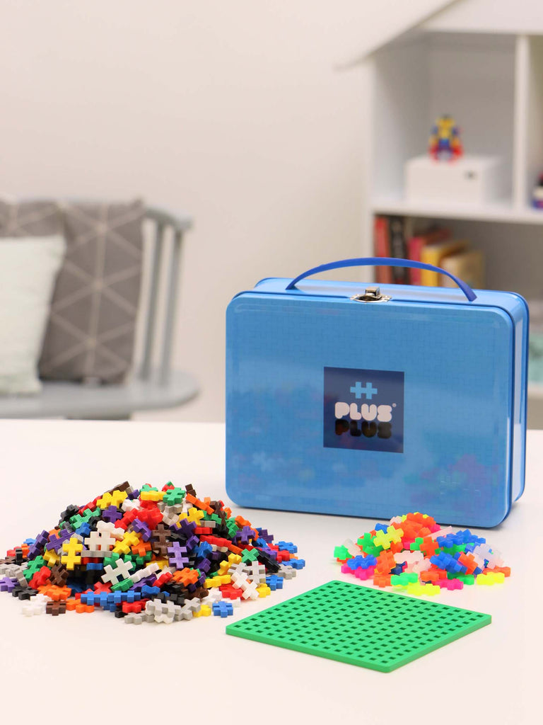 Plus-Plus Mini Metal Suitcase | Basic Colours | 600 Pieces & Baseplate - STEAM Kids Brisbane