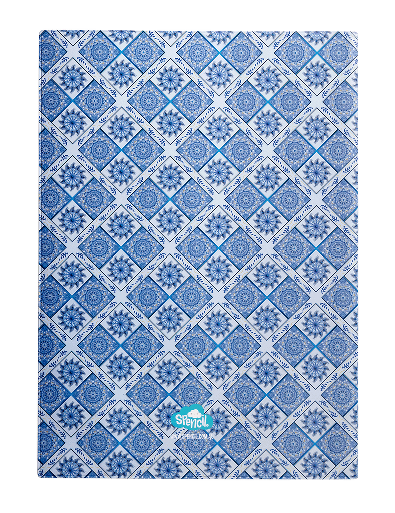 Spencil A4 Bookcover - Boho Blue 2 | Book Cover A4 Exercise Book Size - STEAM Kids 