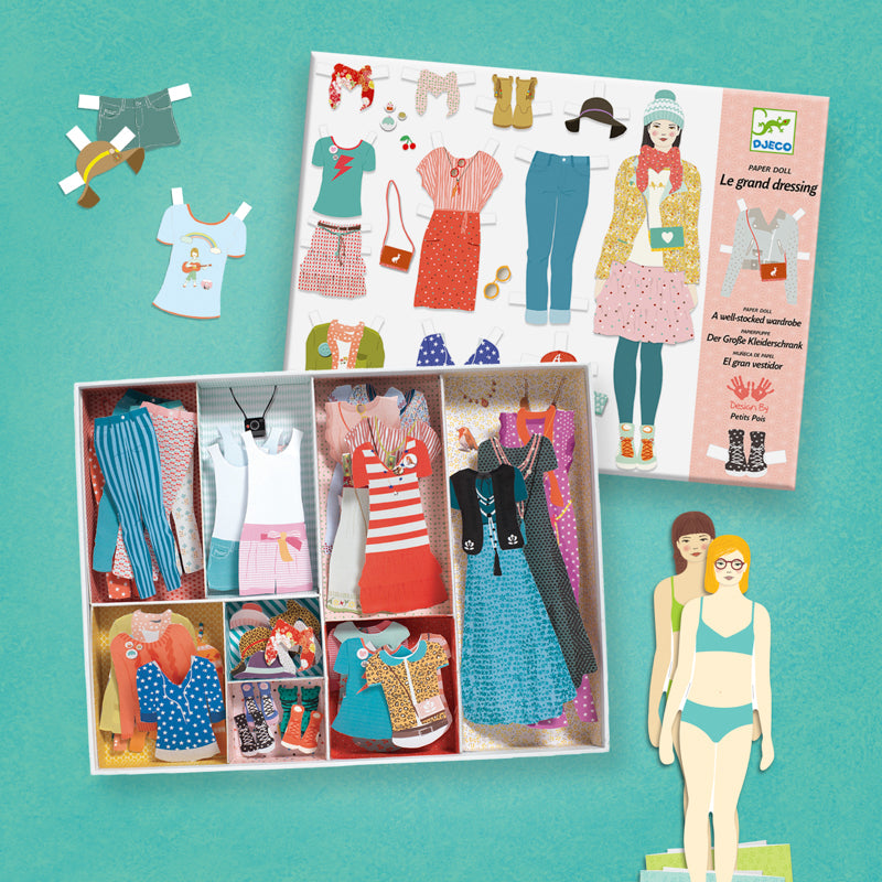 One Big Dressing Room | A Well Stocked Wardrobe. Paper Doll | Djeco - STEAM Kids Brisbane