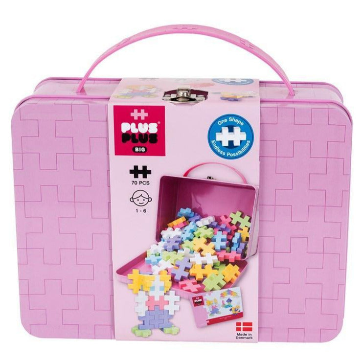 Plus Plus BIG | Metal Suitcase | 70 Pastel Pieces - STEAM Kids 