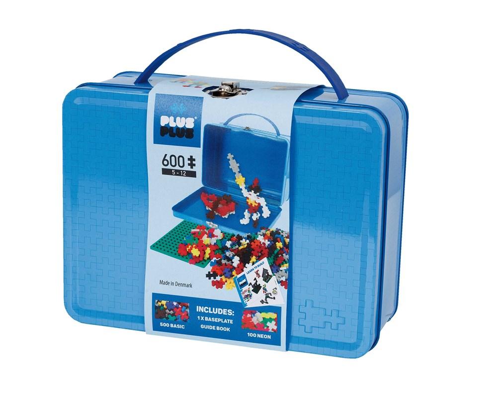 Plus Plus Metal Suitcase | Basic Colours | 600 Pieces & Baseplate - STEAM Kids 