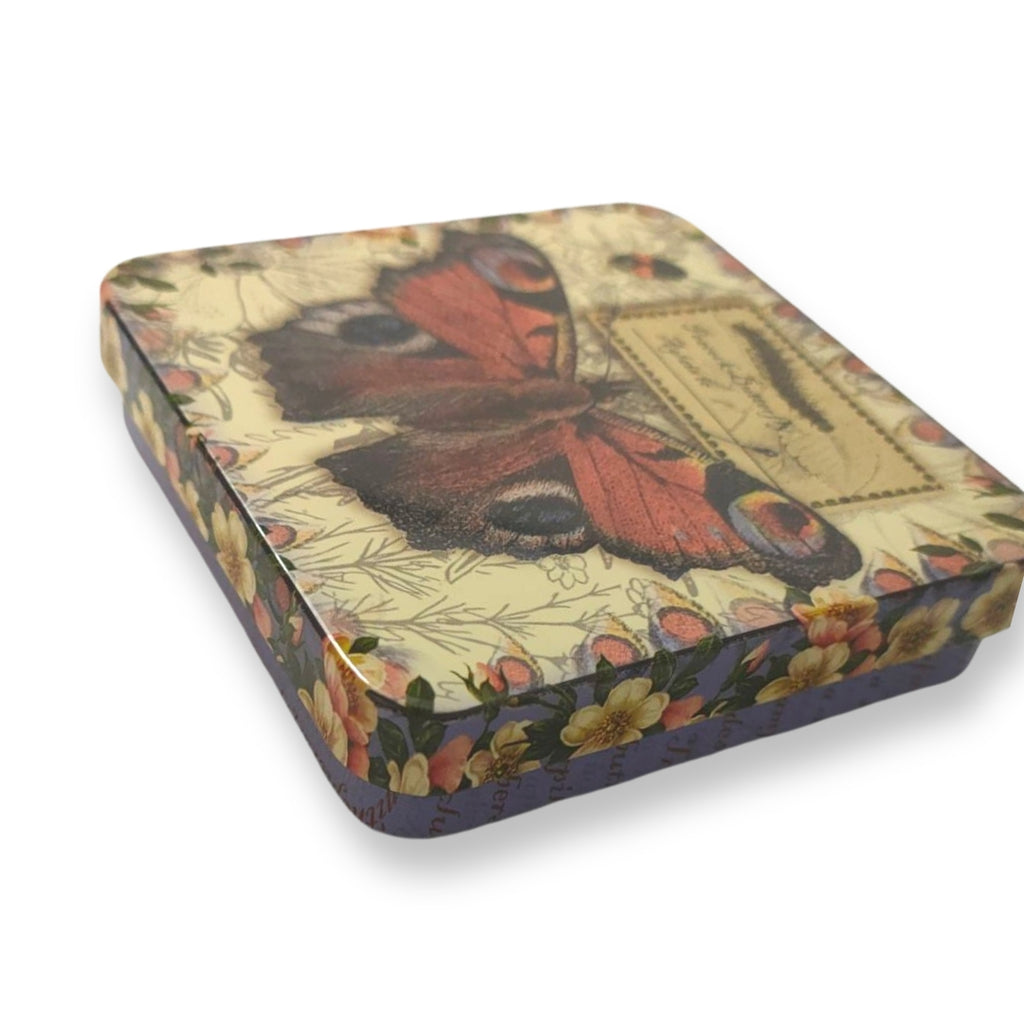 Vintage Butterfly Small Square Gift Tin - Peacock Butterfly - STEAM Kids Brisbane